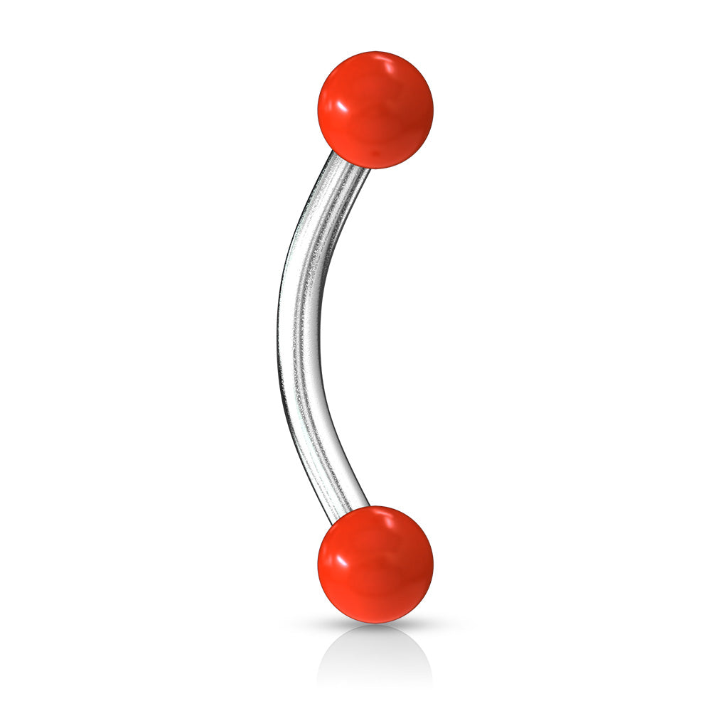 Solid Color Acrylic Balls Surgical Steel Curve Eyebrow